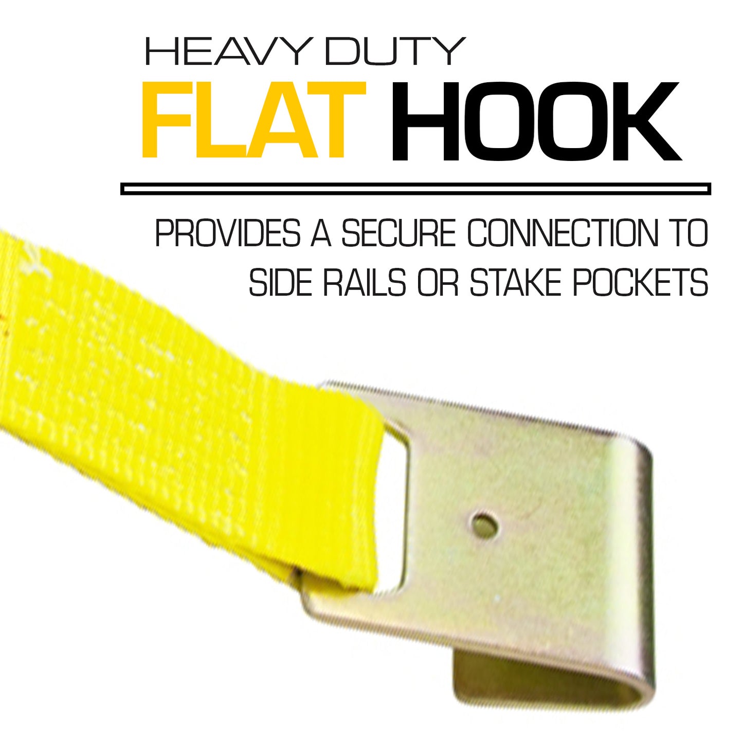 VULCAN Winch Strap with Flat Hook - 2 Inch x 30 Foot - 4 Pack - Classic Yellow - 3,300 Pound Safe Working Load