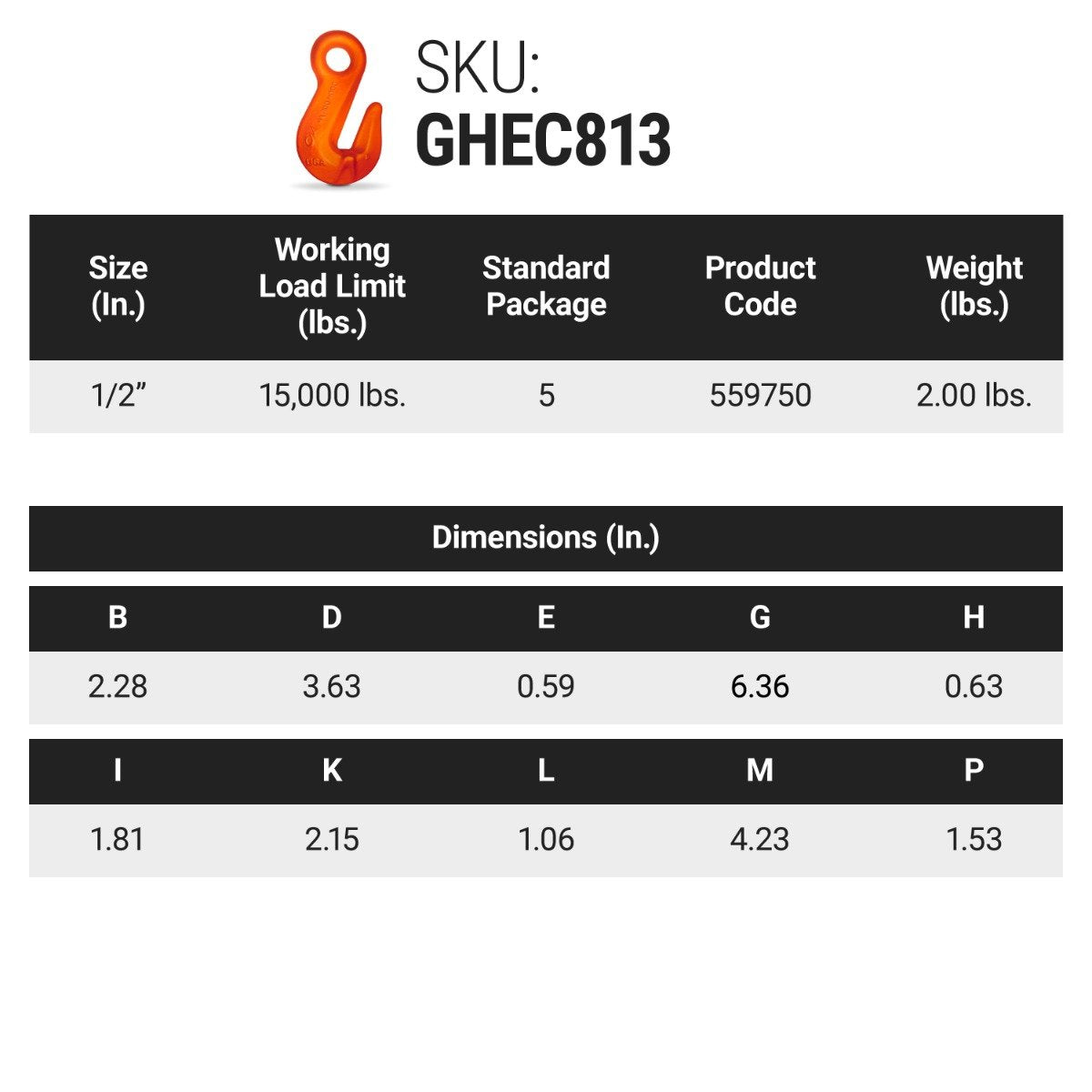 Cradle Eye Style Grab Hook - 1/2 Inch - Grade 80/Grade 100 - Herc Alloy Dual Rated Use - 15,000 Pound Safe Working Load