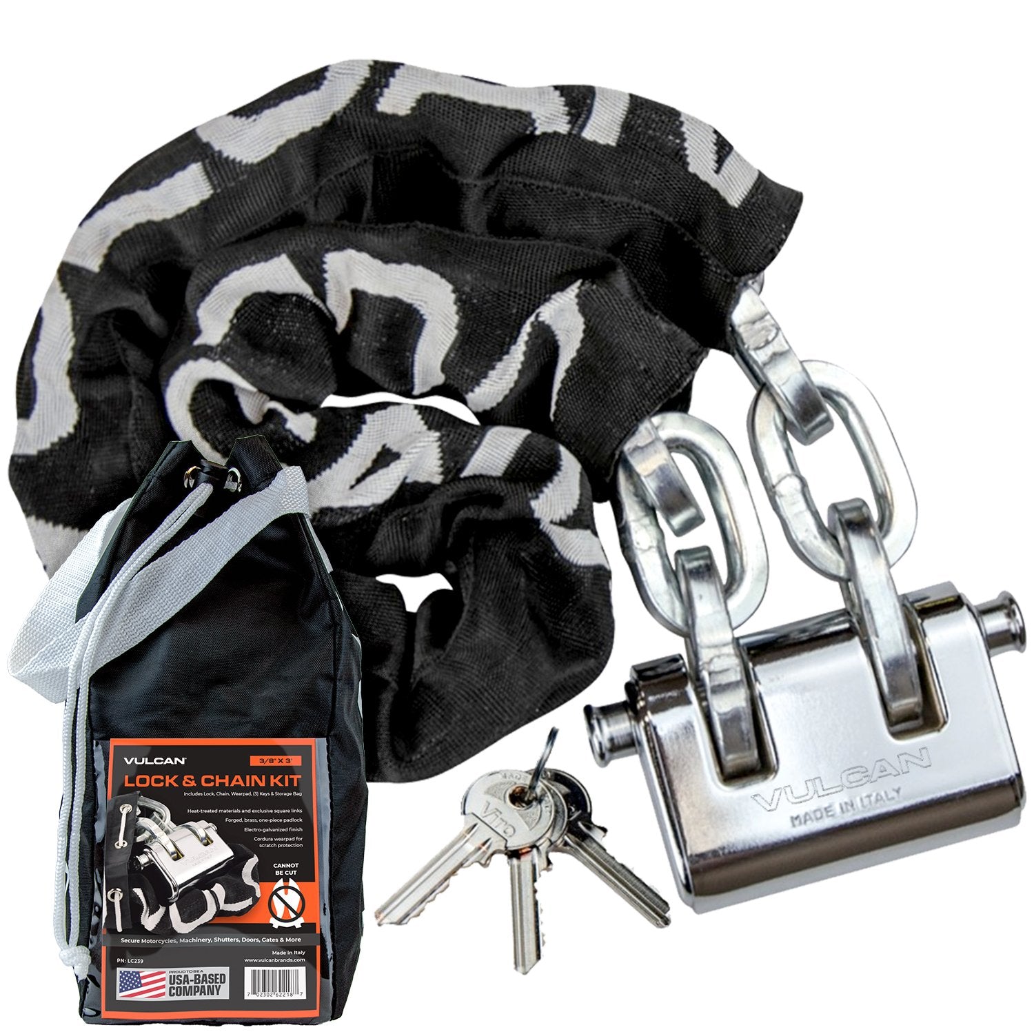 VULCAN Security Chain and Lock Kit Premium Case-Hardened 3/8