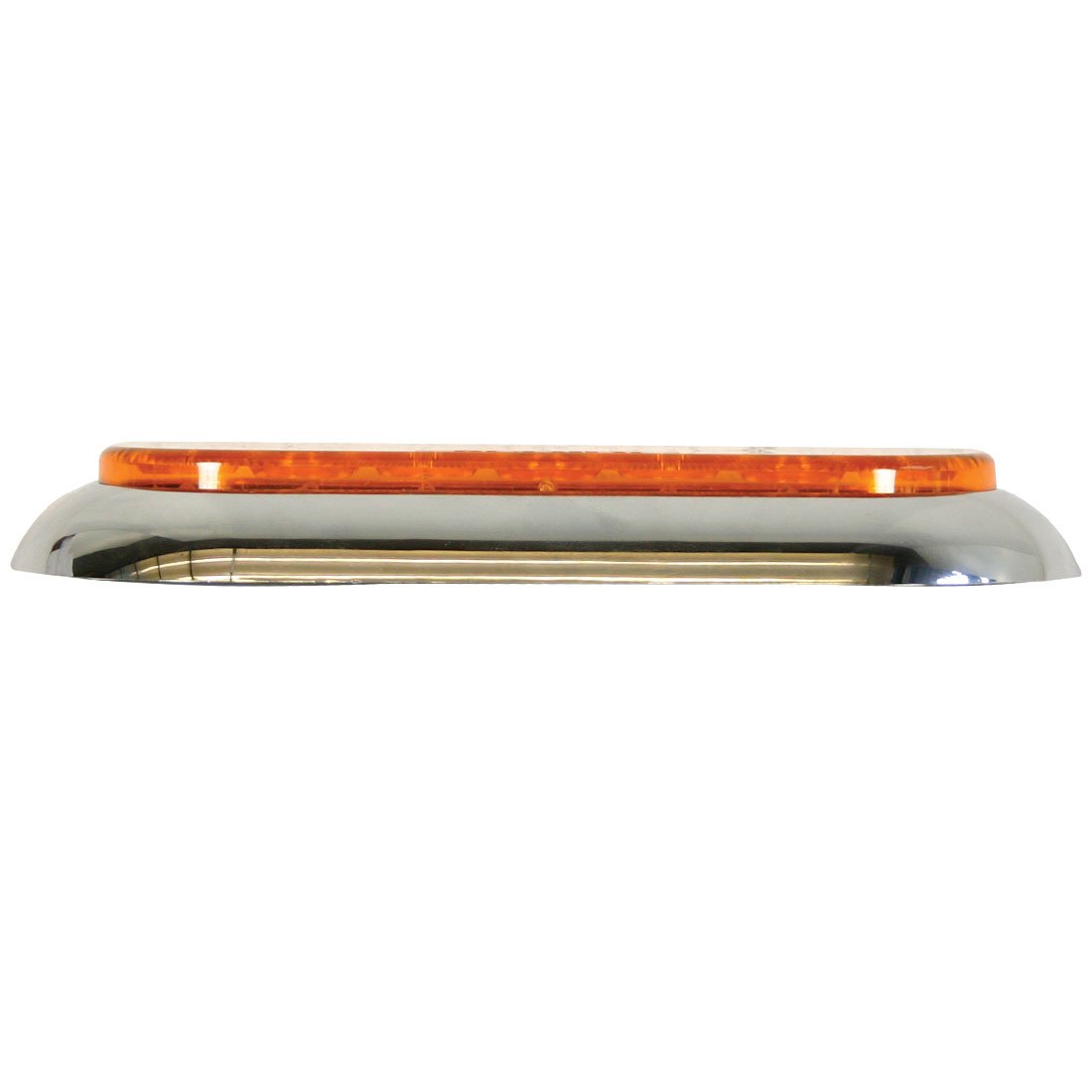 6 Inch Oval Flat Back LED Turn Light with Chrome Bezel - Amber