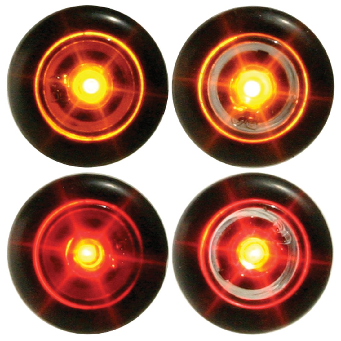Red 3/4 Inch Mini Button Flat Side Marker - Clear Lens