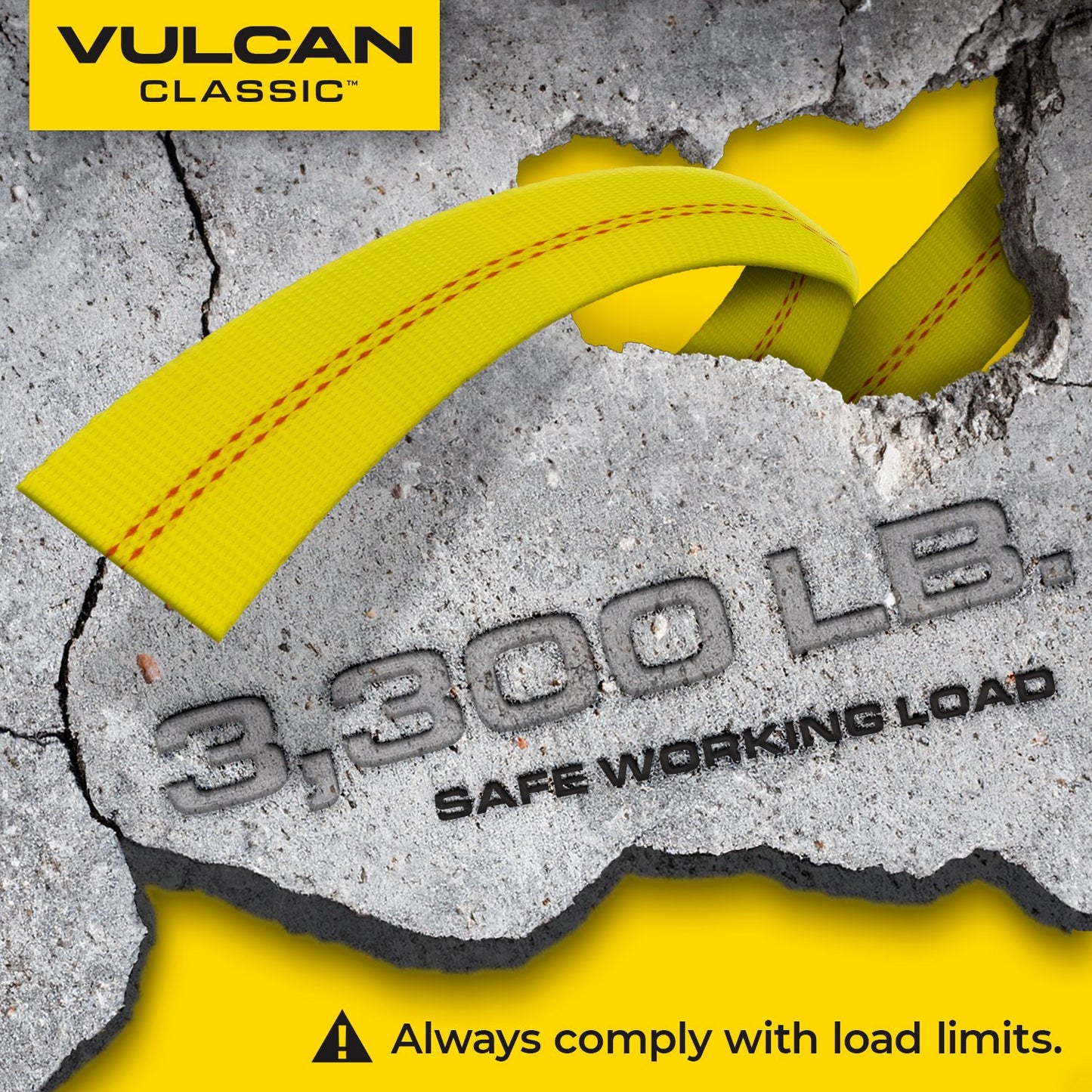 VULCAN Ratchet Strap with Flat Hooks - 2 Inch x 27 Foot - 2 Pack - YELLOW - 3,300 Pound Safe Working Load