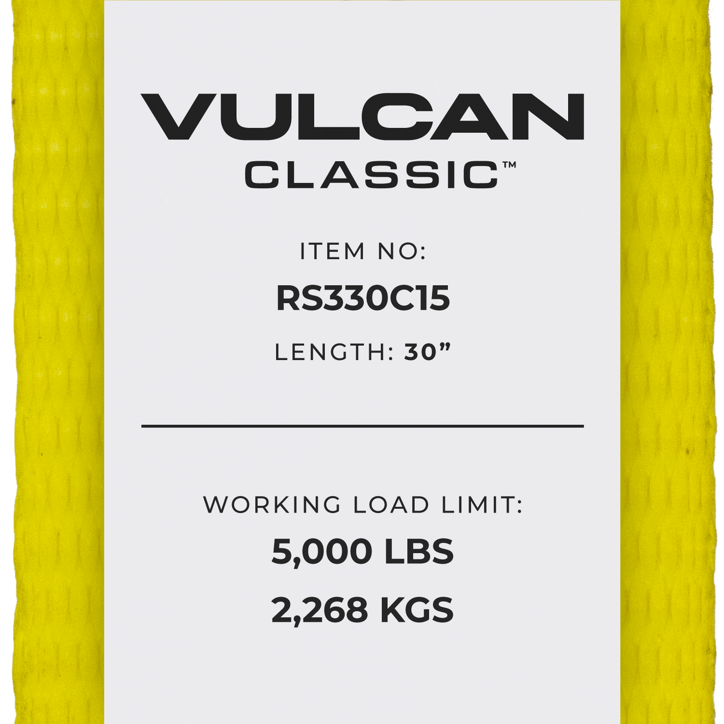 VULCAN Ratchet Strap with Chain Anchors - 3 Inch x 30 Foot - Classic Yellow - 5,000 Pound Safe Working Load