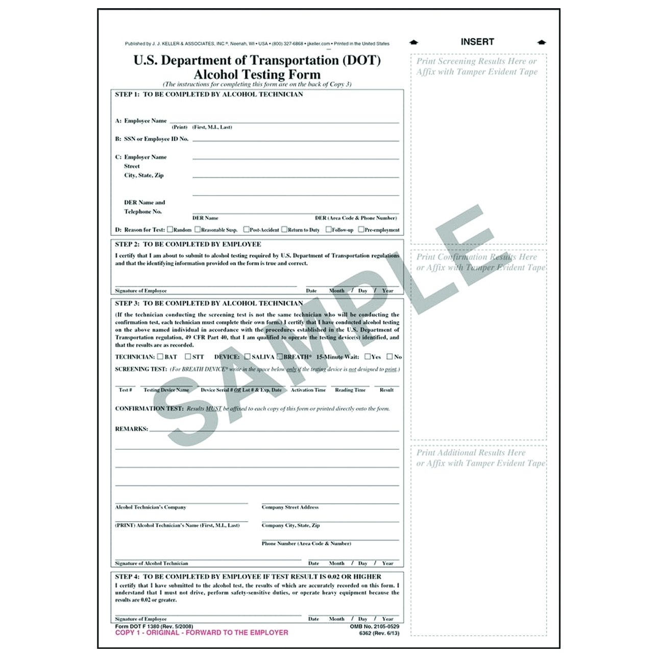Alcohol Testing Form - US DOT Compliant