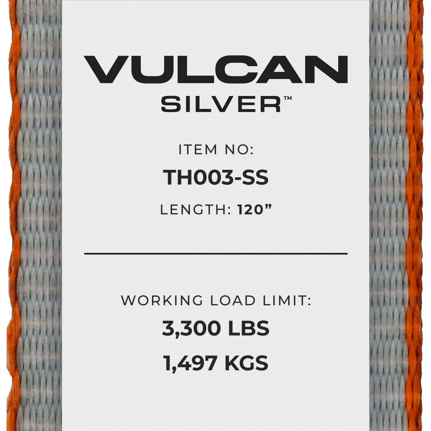 Replacement Strap For VULCAN Silver Series 120 Inch E-Track Rolling Idler 3-Cleat Car Tie Down - Replacement Strap Only - No Rolling Idler