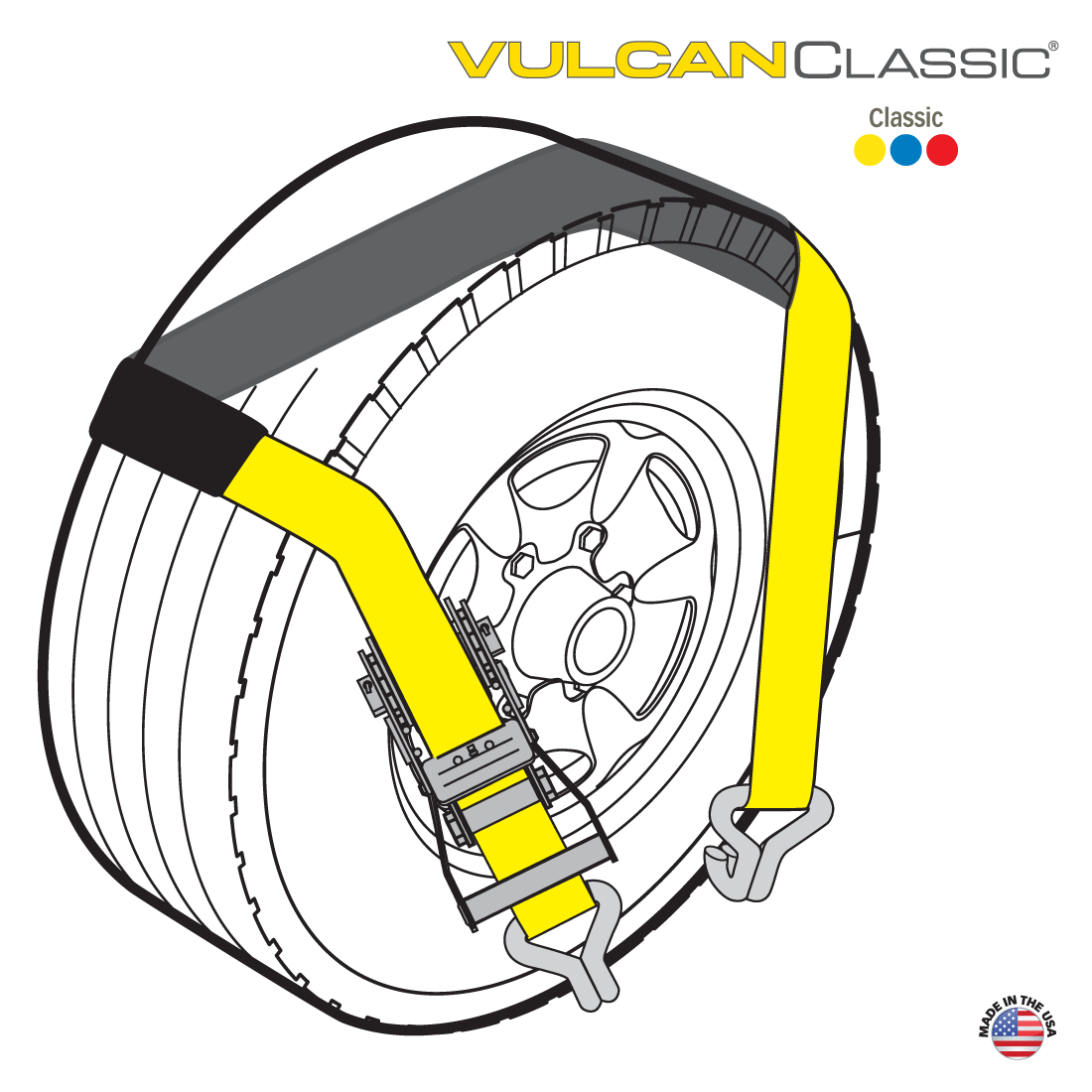VULCAN Wheel Dolly Tire Harness - Double Wire J-Hook - 84 Inch - Red - 3,300 Pound Safe Working Load