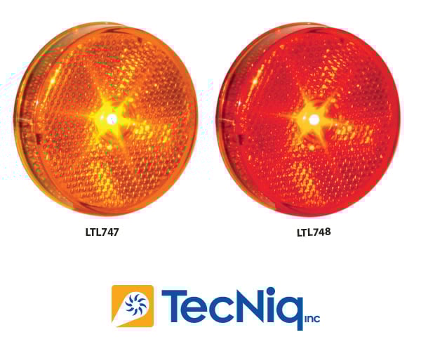 Red 2.5 Inch Round Flat Side Marker Withreflector - Red Lens