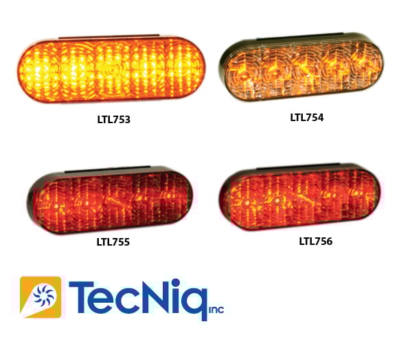 Red 6 Inch Oval S/T/T Light - Grommet Mount - Clear Lens