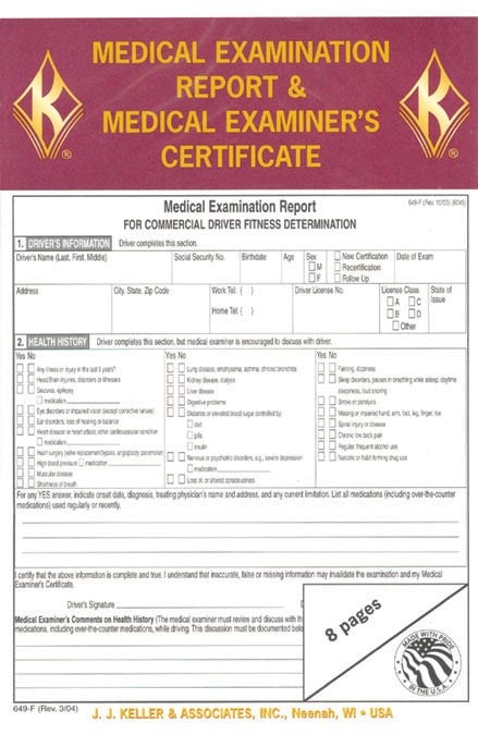Medical Examination Report with Certificate (8-Pages)