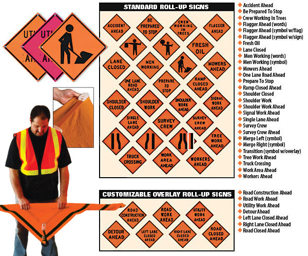 48 Inch x 48 Inch Orange Mesh Roll-Up Sign - Sign Only - Stands Sold Separately