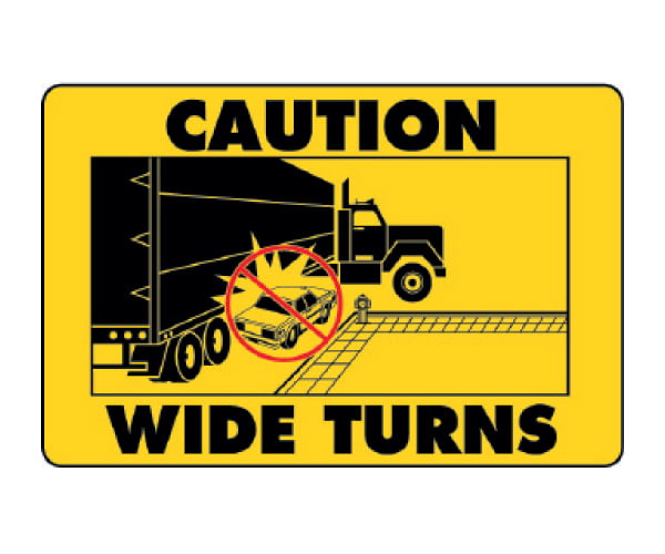 Wide Turns Decal with Truck