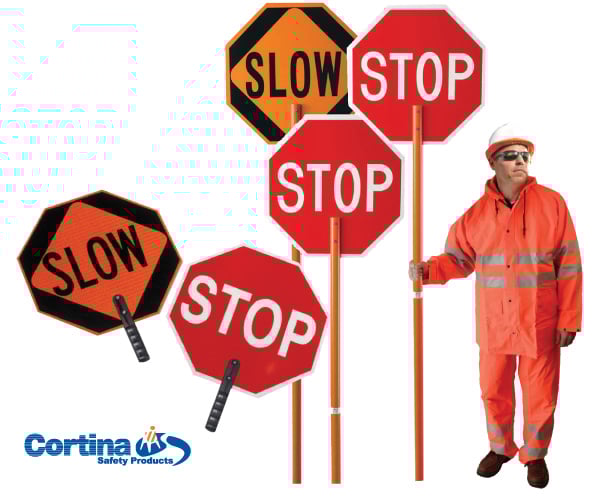 Stop/Slow Silk Screened 24 Inch Paddle - Non-Reflective With 81 Inch Handle