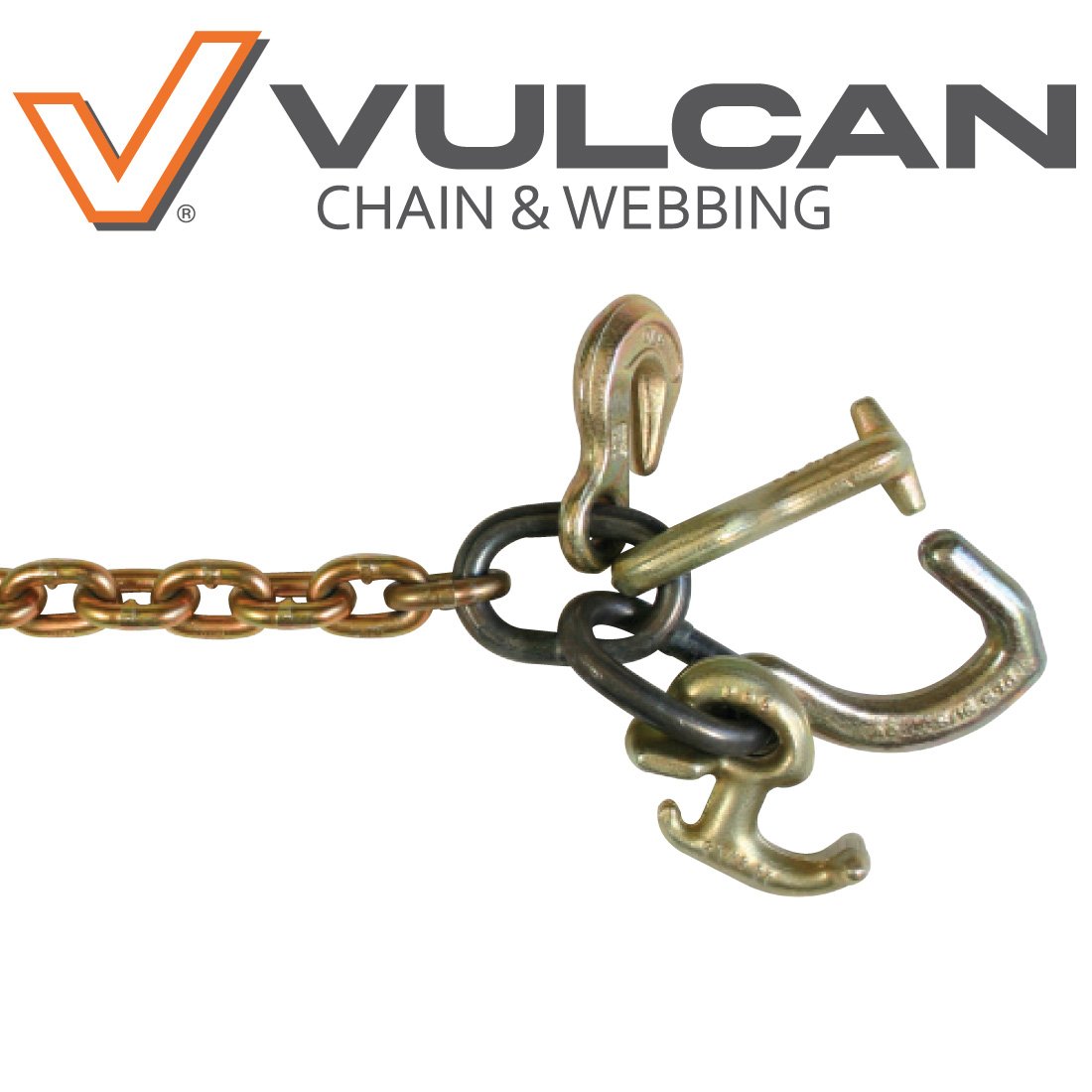 VULCAN Auto Hauling Chain - Grab, T, R, and Mini Datsun Hook - Grade 70 - 5/16 Inch x 108 Inch - 4,700 Pound Safe Working Load