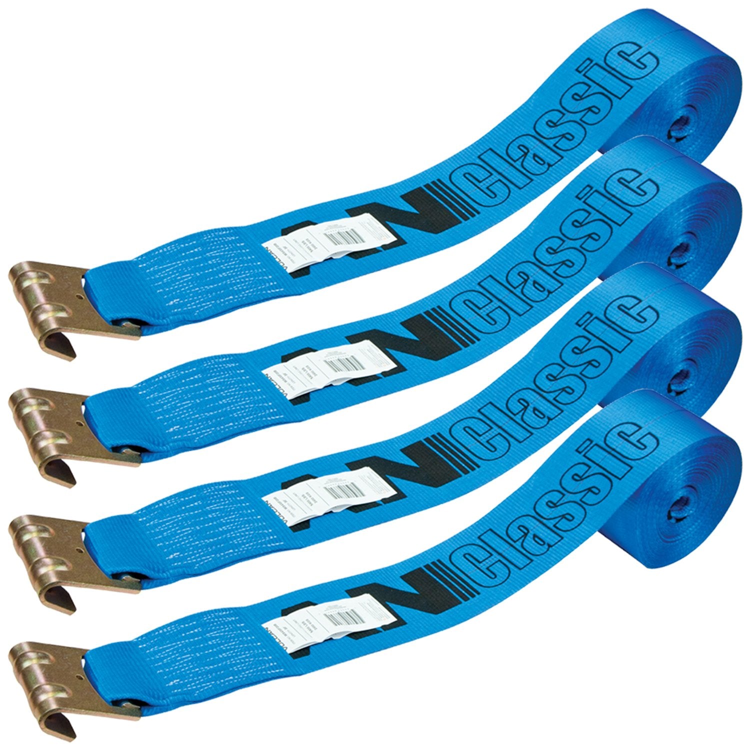 Mytee Products 4-Pack 4" X 30' Winch Straps With Flat Hooks – Green, 5,400 Lbs Working Load Limit