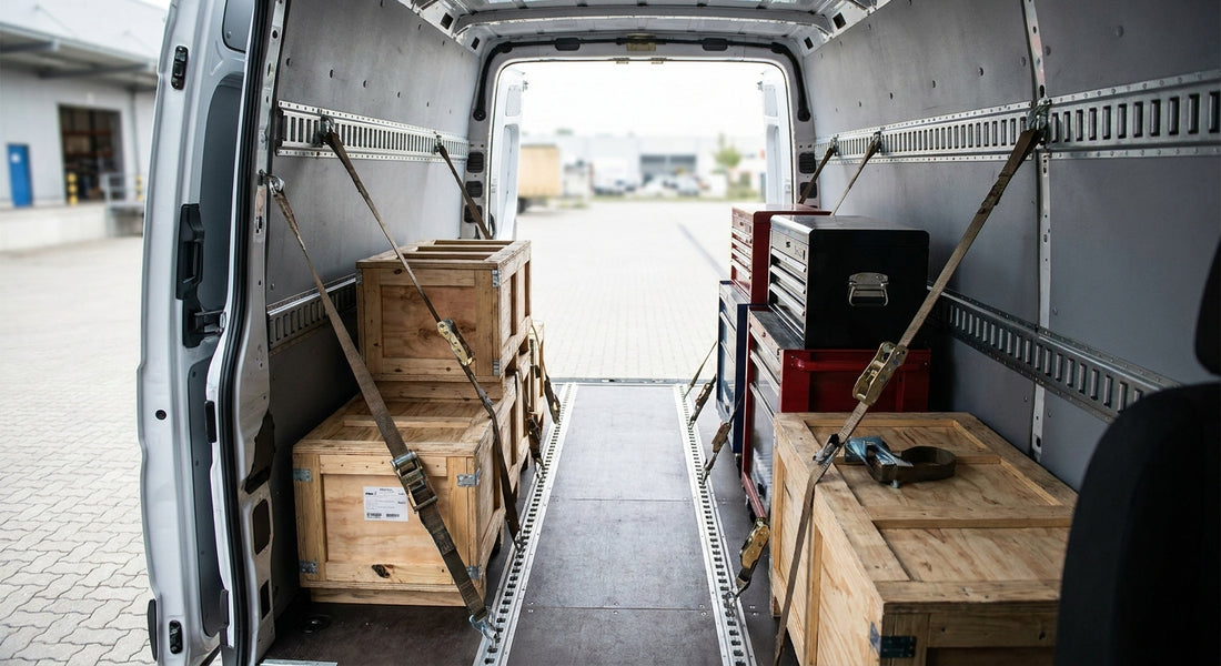 E-track rail systems for cargo van load securement