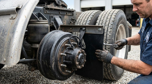 How to mount semi truck mud flaps around ABS wheel sensors