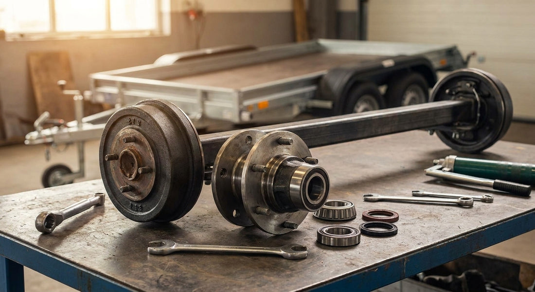 Trailer axles and hubs for utility trailer maintenance