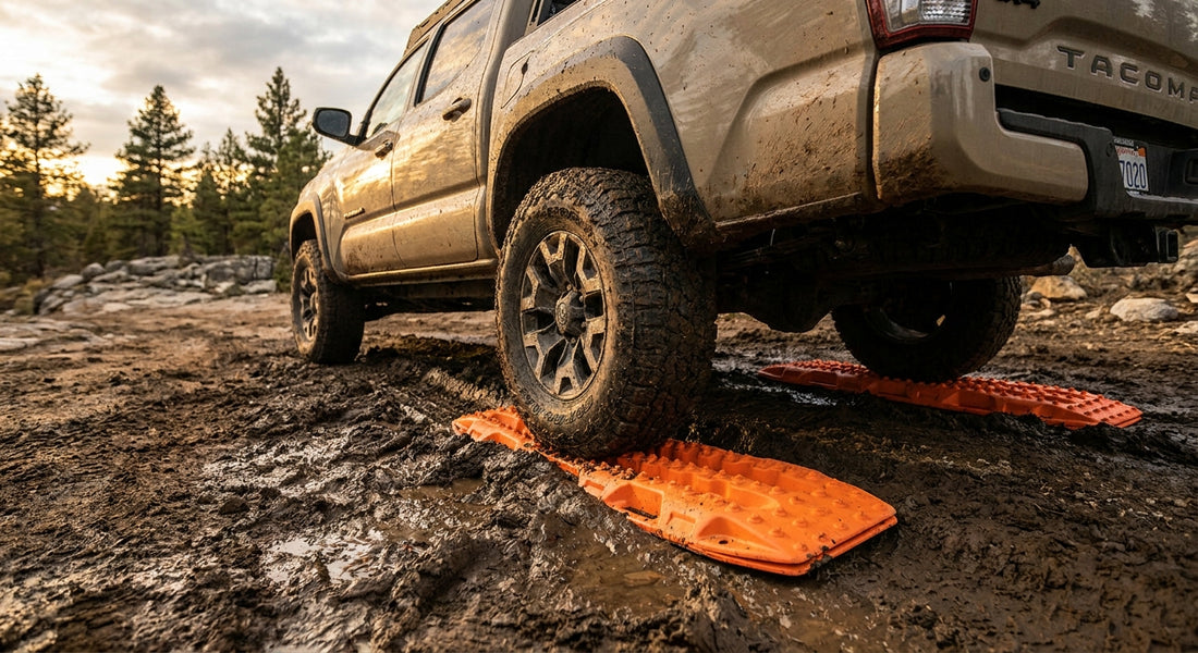 Traction boards for off-road truck recovery
