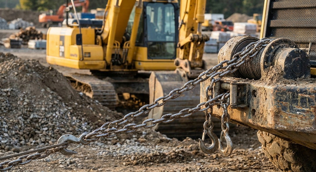 Heavy duty tow chains for construction site recovery