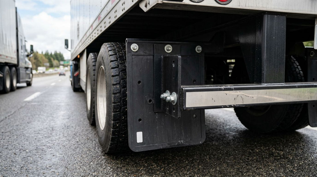 How to connect mud flaps to a rear underride guard without gaps