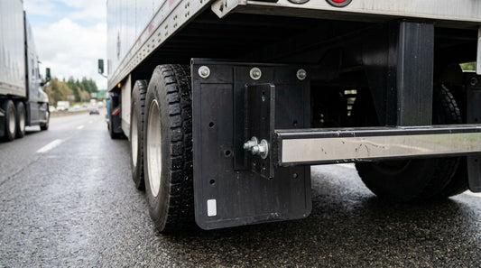 How to connect mud flaps to a rear underride guard without gaps