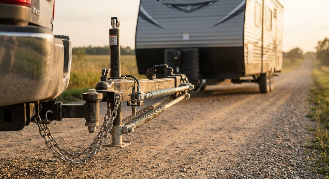 Weight distribution hitches for heavy trailer towing