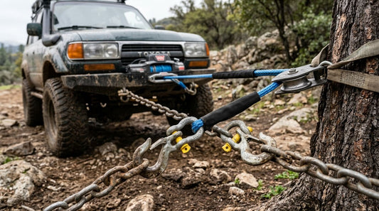 Connecting tow hook chains to a winch line for double pulls