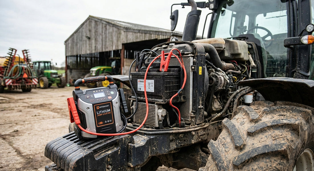 Jump starters for diesel farm tractors and heavy equipment
