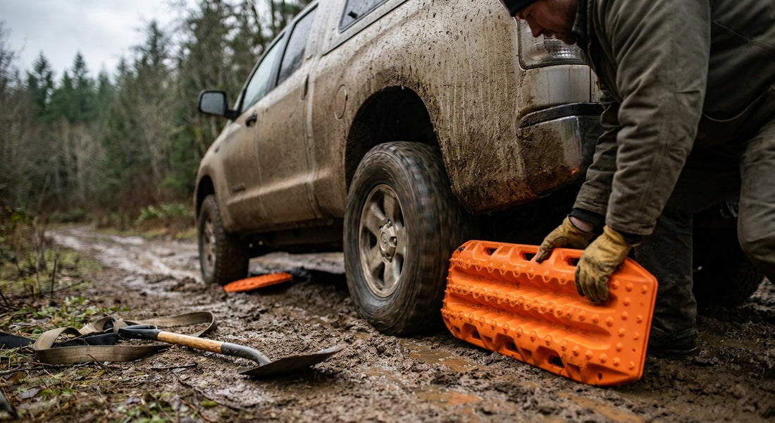 How to use traction boards to recover a stuck truck