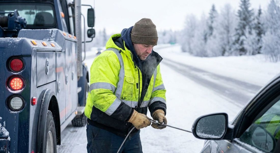 Cold weather gear for winter tow truck operators