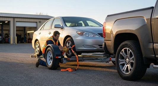 How to strap a car to a tow dolly safely