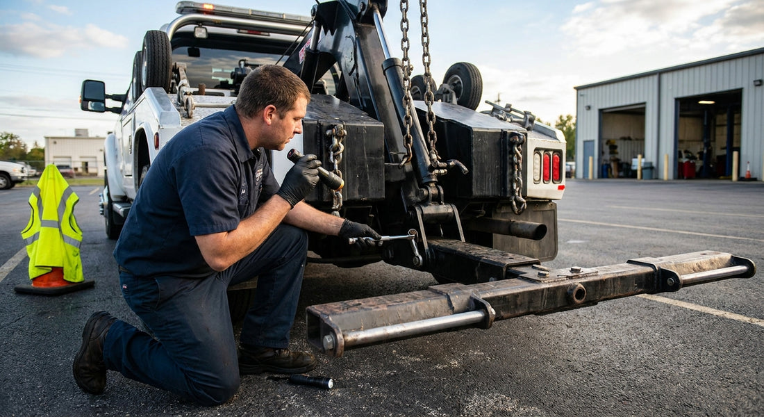 How to inspect wheel lift components before towing