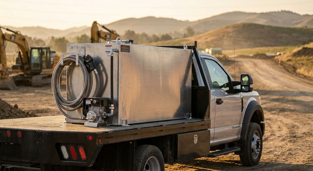 Fuel transfer tanks for service trucks