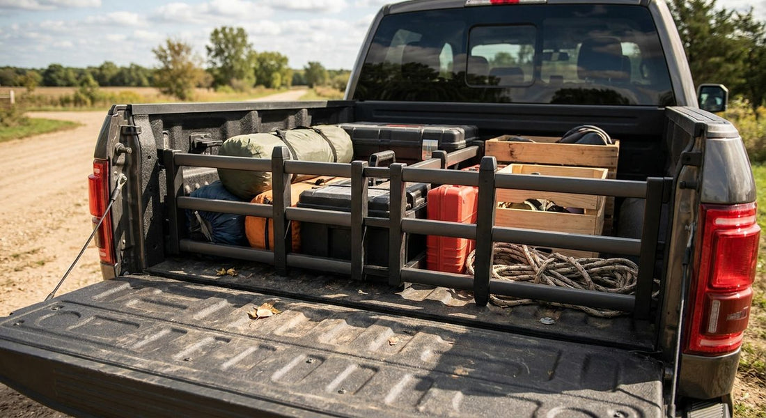 Truck bed cargo dividers for organizing loose loads