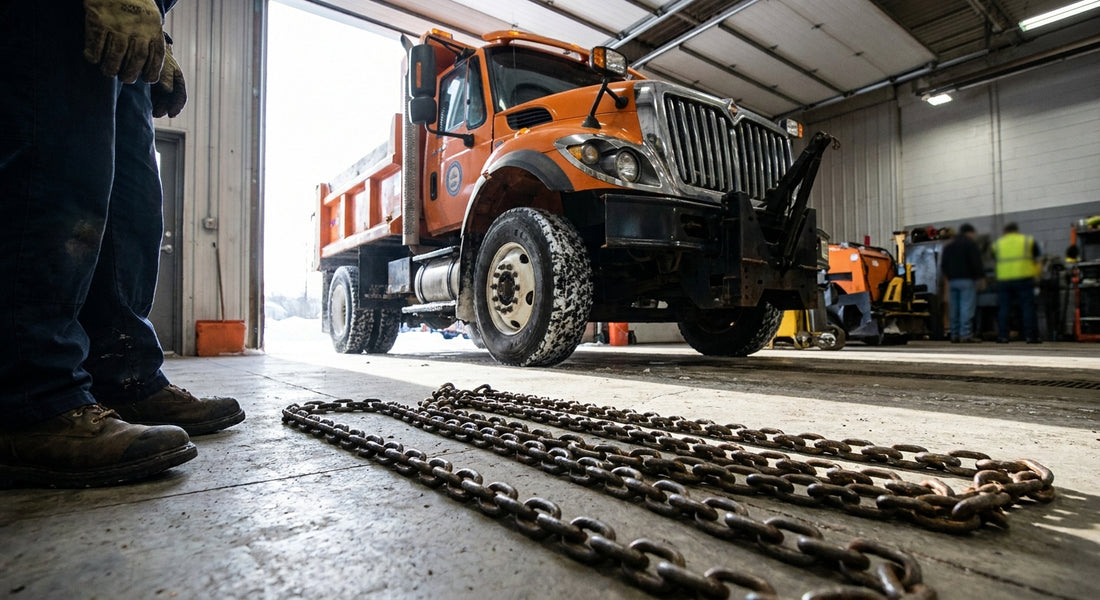 Tow chains for municipal snow removal fleets
