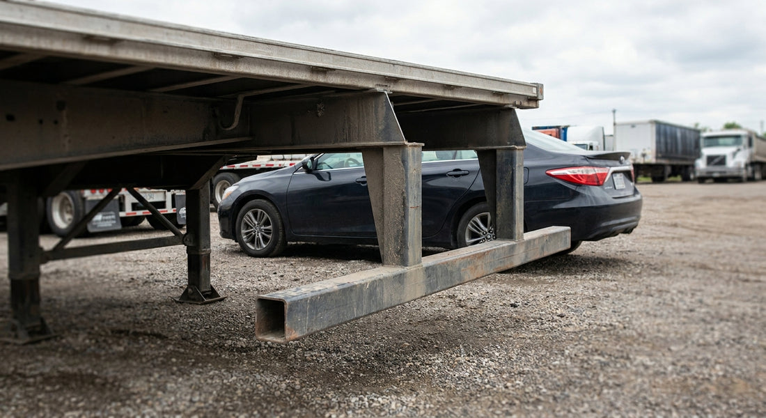 Rear underride guards for flatbed trailers