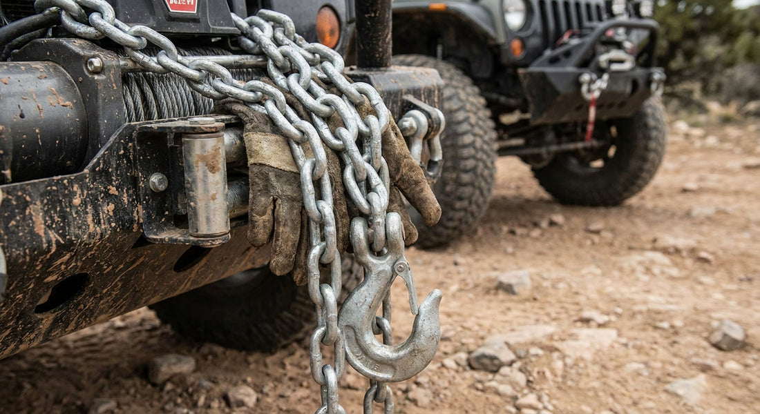 Heavy duty tow chains for off-road recovery rigs