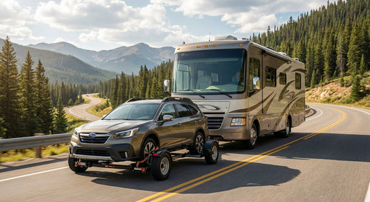 Tow dollies for flat towing behind an RV