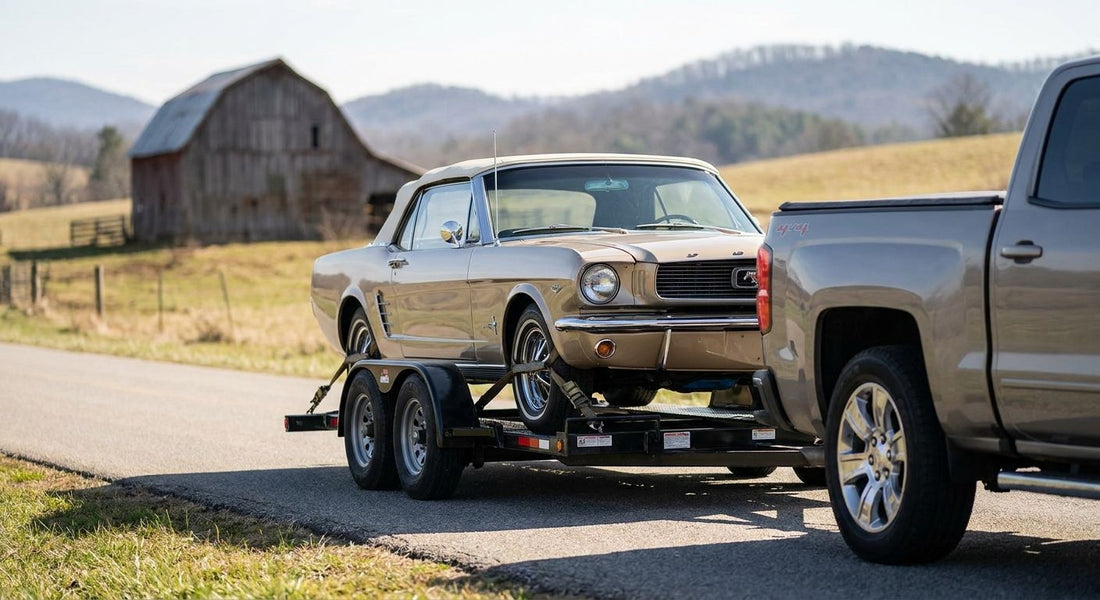 Tow dolly setups for classic and vintage car transport