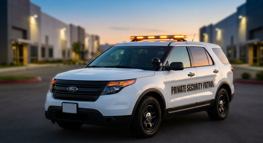 Light bars for private security patrol vehicles