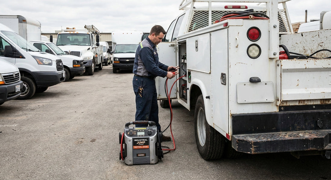Jump starters for fleet maintenance vehicles