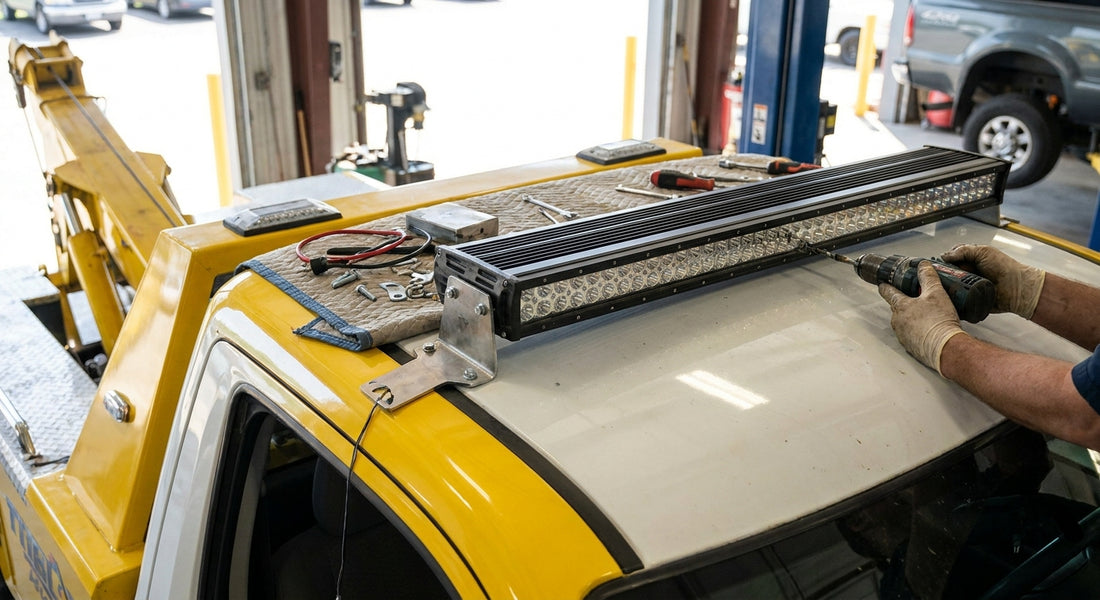 How to mount a light bar on a tow truck roof