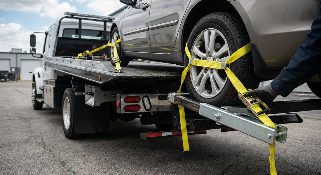 Best wheel lift tie-back straps for flatbed tow trucks