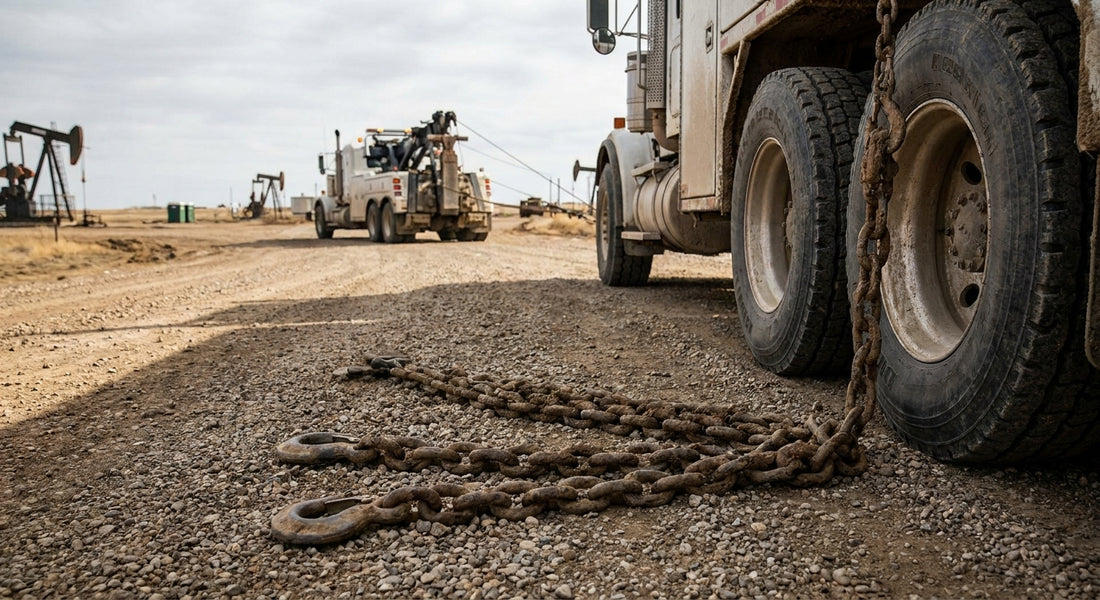 Tow chains for oilfield service truck recovery