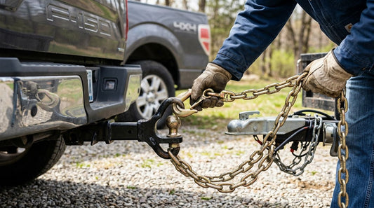 How to connect tow hook chains to trailer safety chains