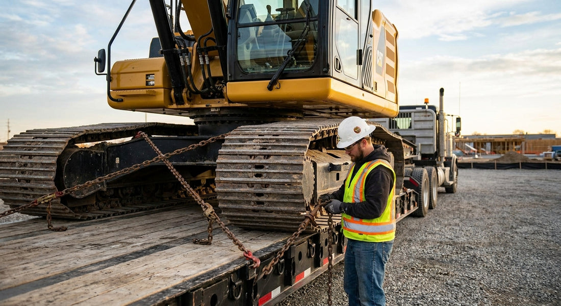 How to properly chain down an excavator for transport