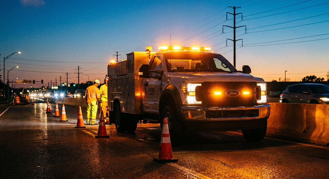 Amber strobe lights for utility trucks