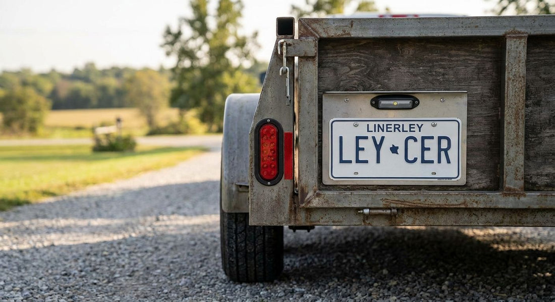 Trailer license plate brackets and lights for utility trailers