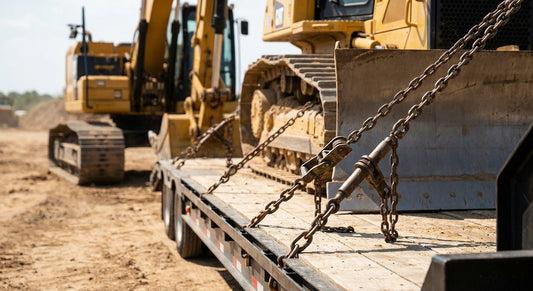 Chain binders for construction equipment transport