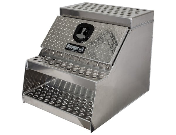 Buyers Aluminum Step Box - Heavy Duty - Diamond Tread - 24 x 28 x 24 Inches